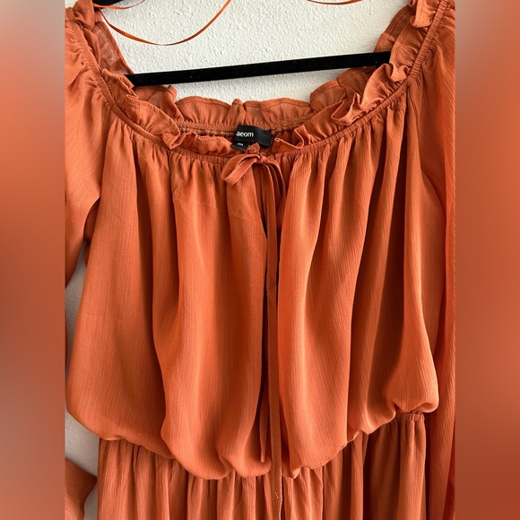 Brunt orange / pumpkin long sleeve tiered maxi dress size medium - Picture 4 of 10